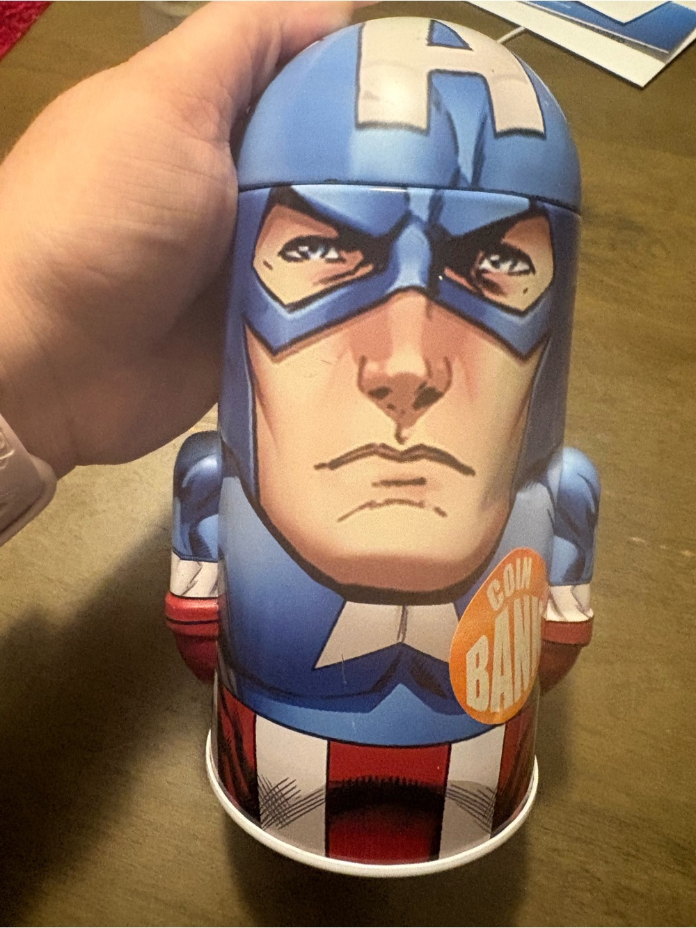 Avenger Captain America Blue Red White Coin Bank